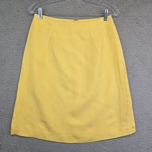 Alex Marie Skirt Womens 4 Yellow Linen Secretary Office‎ Career Wear Preppy